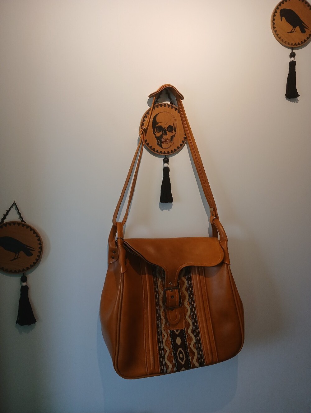 Large Leather Satchel 70s/80s Luggage Bag
